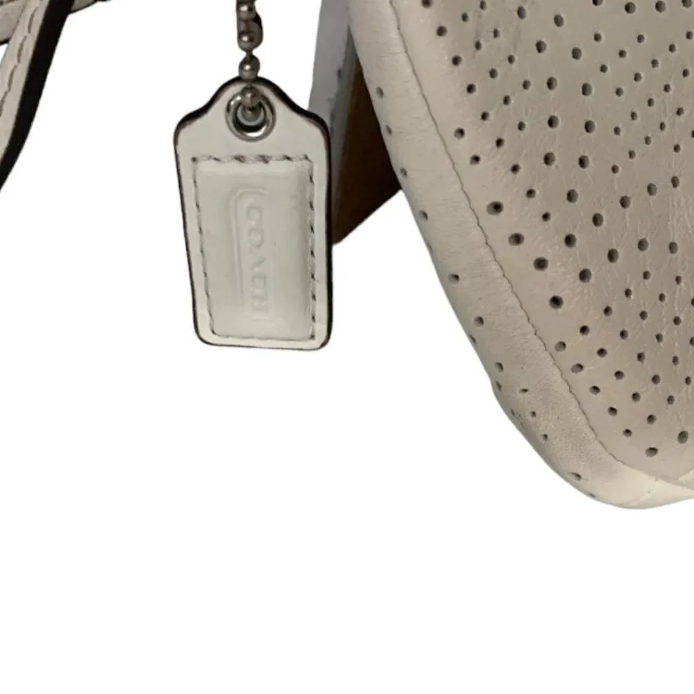 COACH Logo Perforated C's Leather Wristlet